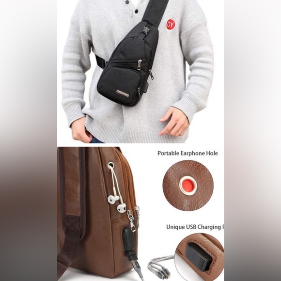 LEATHER🐝🐝USB CHARGING SPORT CROSSBODY - Picture 6 of 15